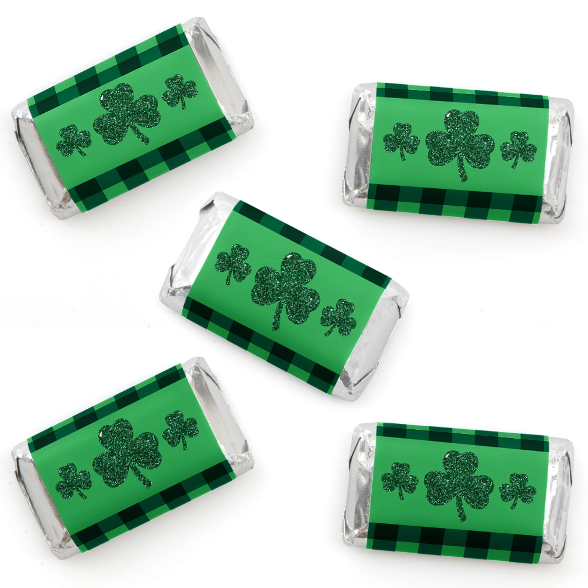 Big Dot of Happiness St. Patrick's Day - Mini Candy Bar Wrapper Stickers - Saint Paddy's Day Party Small Favors - 40 Count