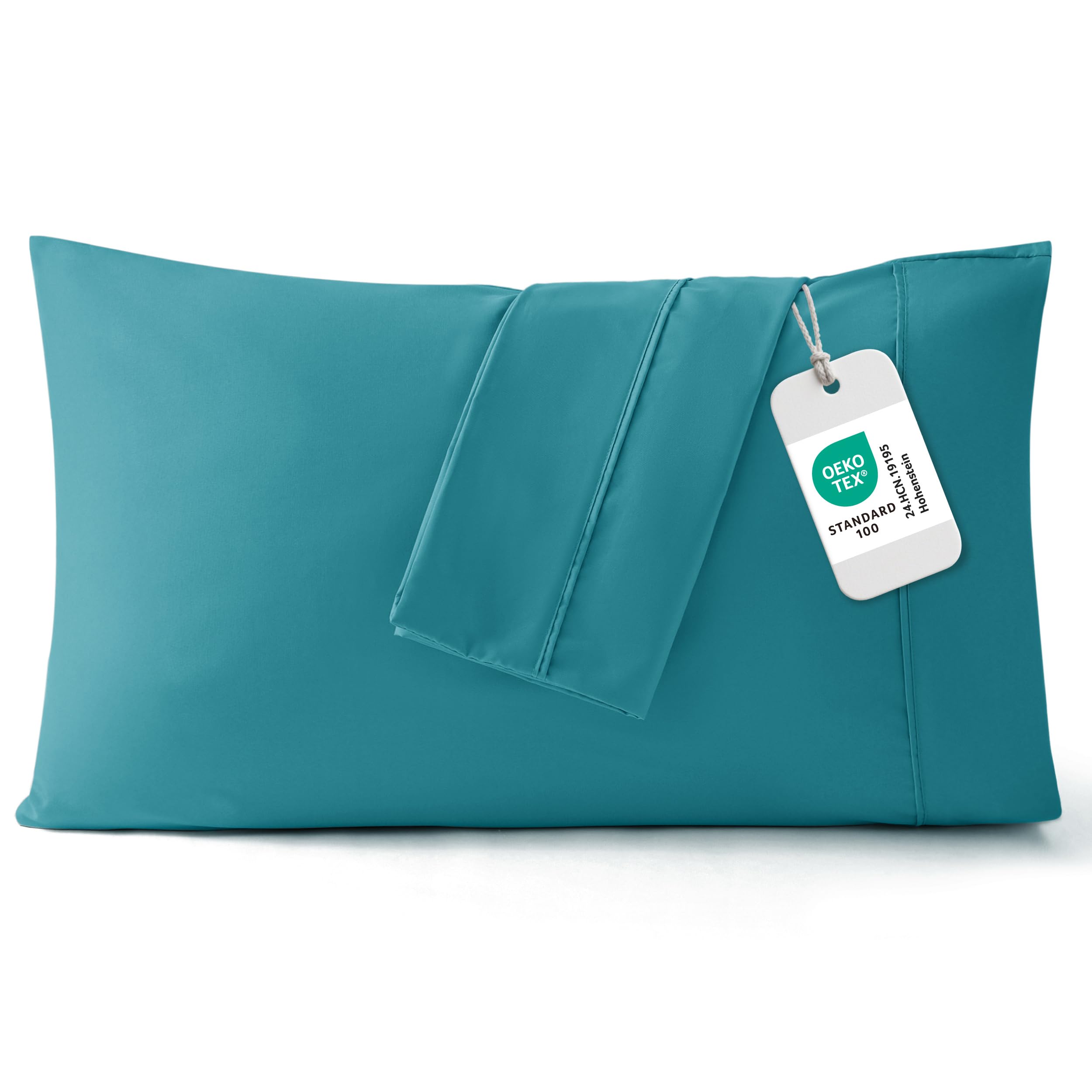Bedsure Queen Pillow Cases Set of 2 - Teal Brushed Microfiber Pillowcase 2 Pack, Super Soft and Cozy Pillow Case Covers with Envelop Closure, 20x30 Inches