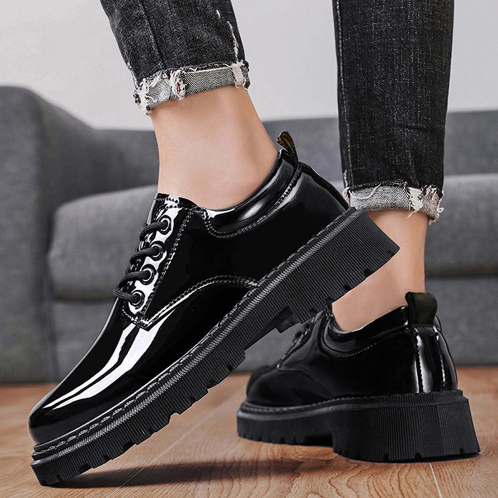 Uomo Formale Affare Scarpe da Sera | Pelle, in vernice, Resistente, Stringate, Punta Tonda, Oxford, Sposa, Party