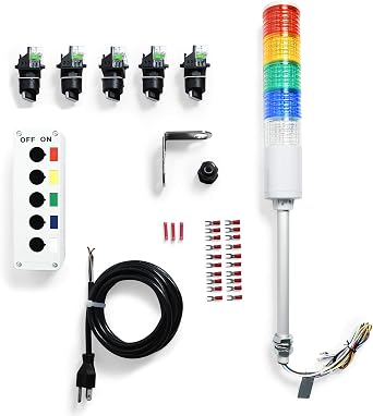 Signaworks LED 5 Light Steady Andon Tower Light Kit - Parts Only, Assembly Required - 2 Position Switches Switches for On/Off Operation - Stack Light...