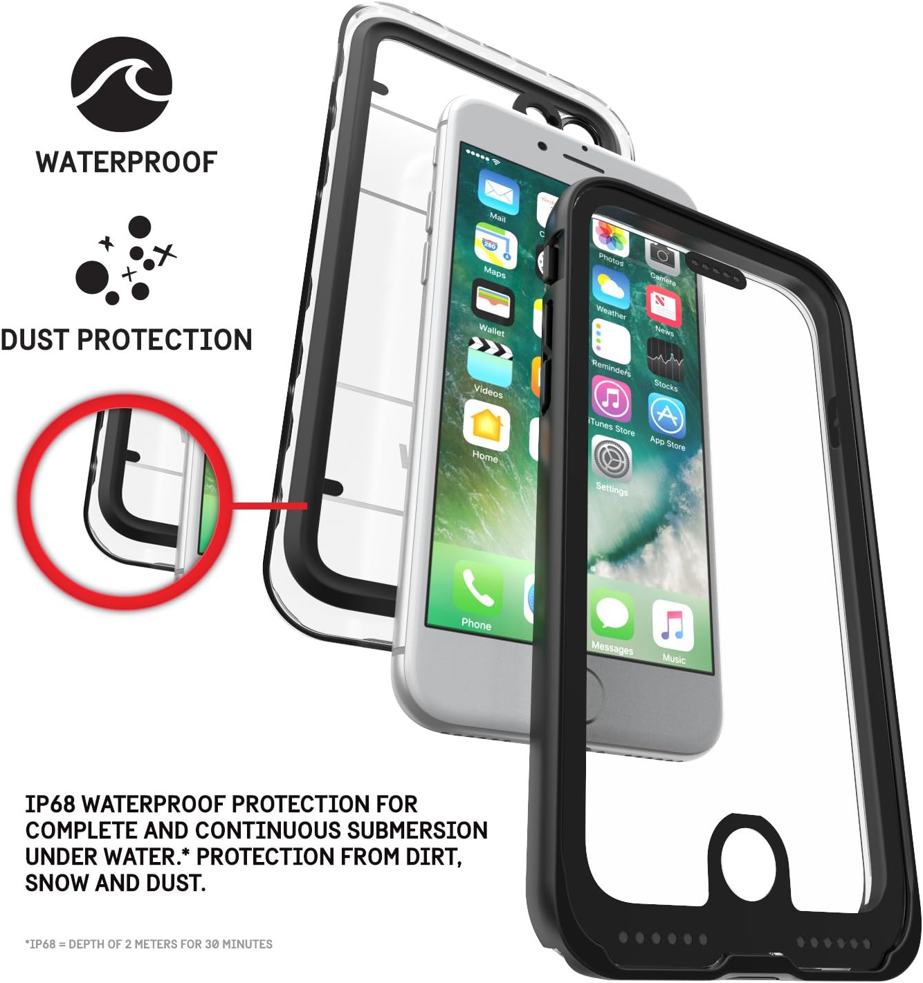 Pelican Marine Waterproof iPhone 7 Case (Black/Clear)