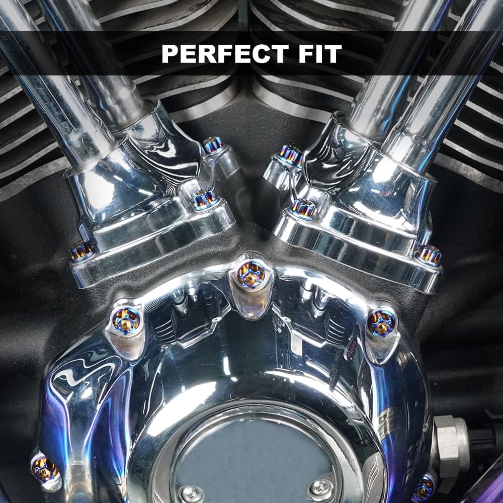 NICECNC Blue 9PCS Titanium Alloy Cam Cover Screws Compatible with Harley 2018-2022 softail, 2017-2024 Touring Models，CVO Road Glide Limited FLTRKSE 2022, Replacement for 25700722, See Fitments