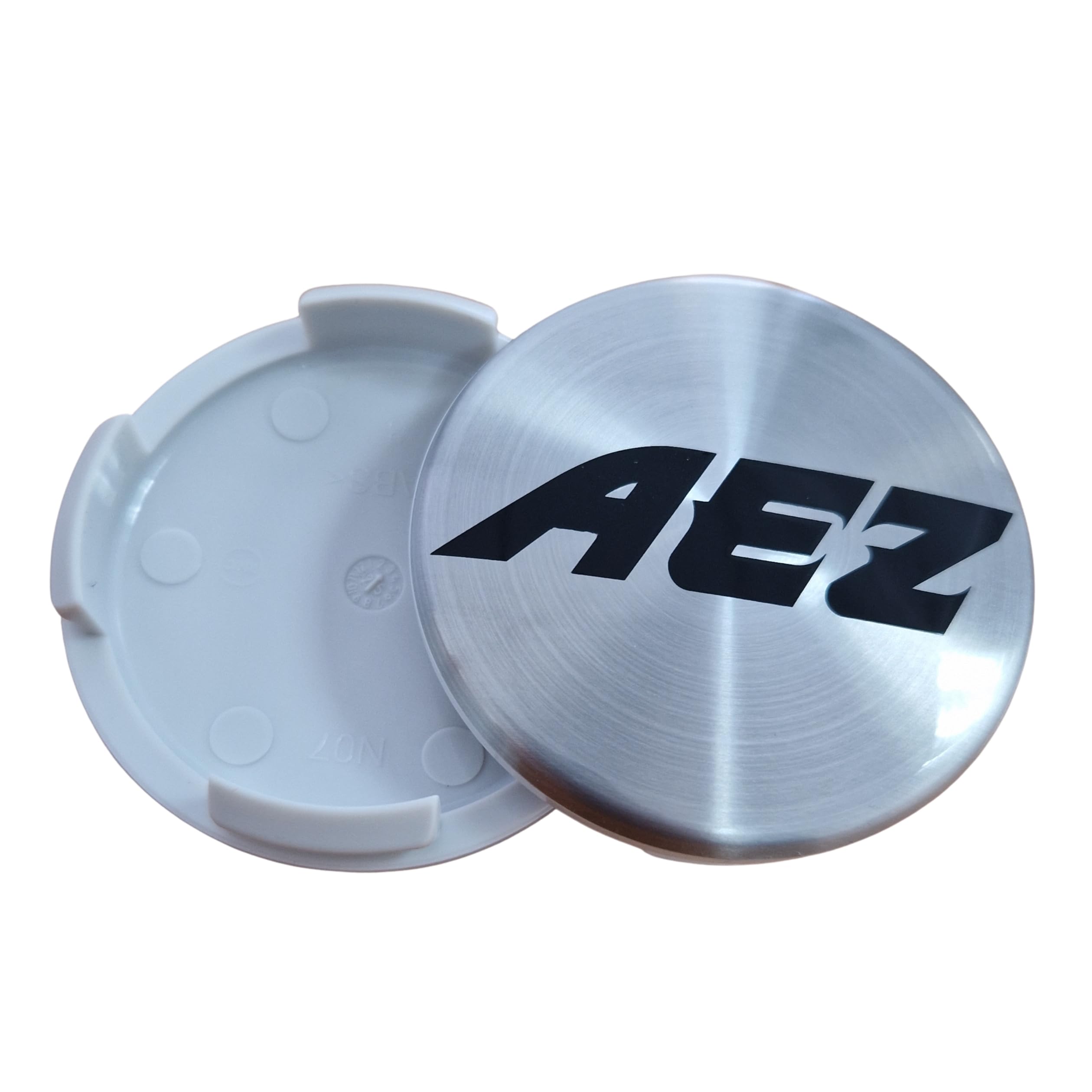 4X AEZ Nabendeckel 60 mm / 56 mm (AZA), Felgendeckel Nabenkappe Radnabenkappe N07, Silber Alu Gebürstet, Original Felgenkappe