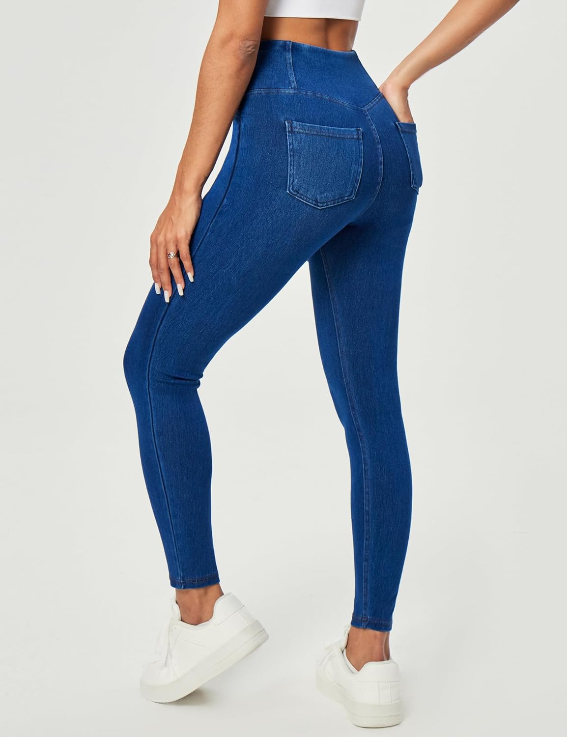 Heathyoga Crossover Jeggings for Women Tummy Control Pull on Stretchy Jeans for Women High Waisted Skinny Jeans - Image 2