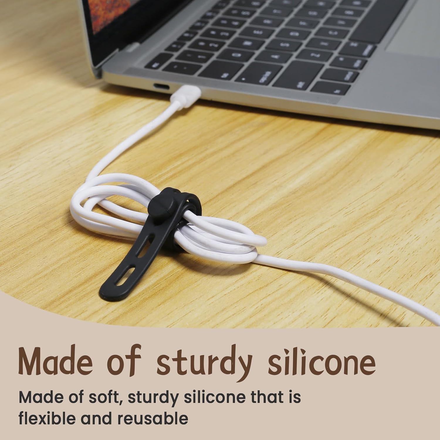 30Pcs Silicone Cable Ties Adjustable Cable Straps Black/Colorful Cord Organizer Reusable Cable Management Organizer Fastening Cable Straps for Travel Office Home