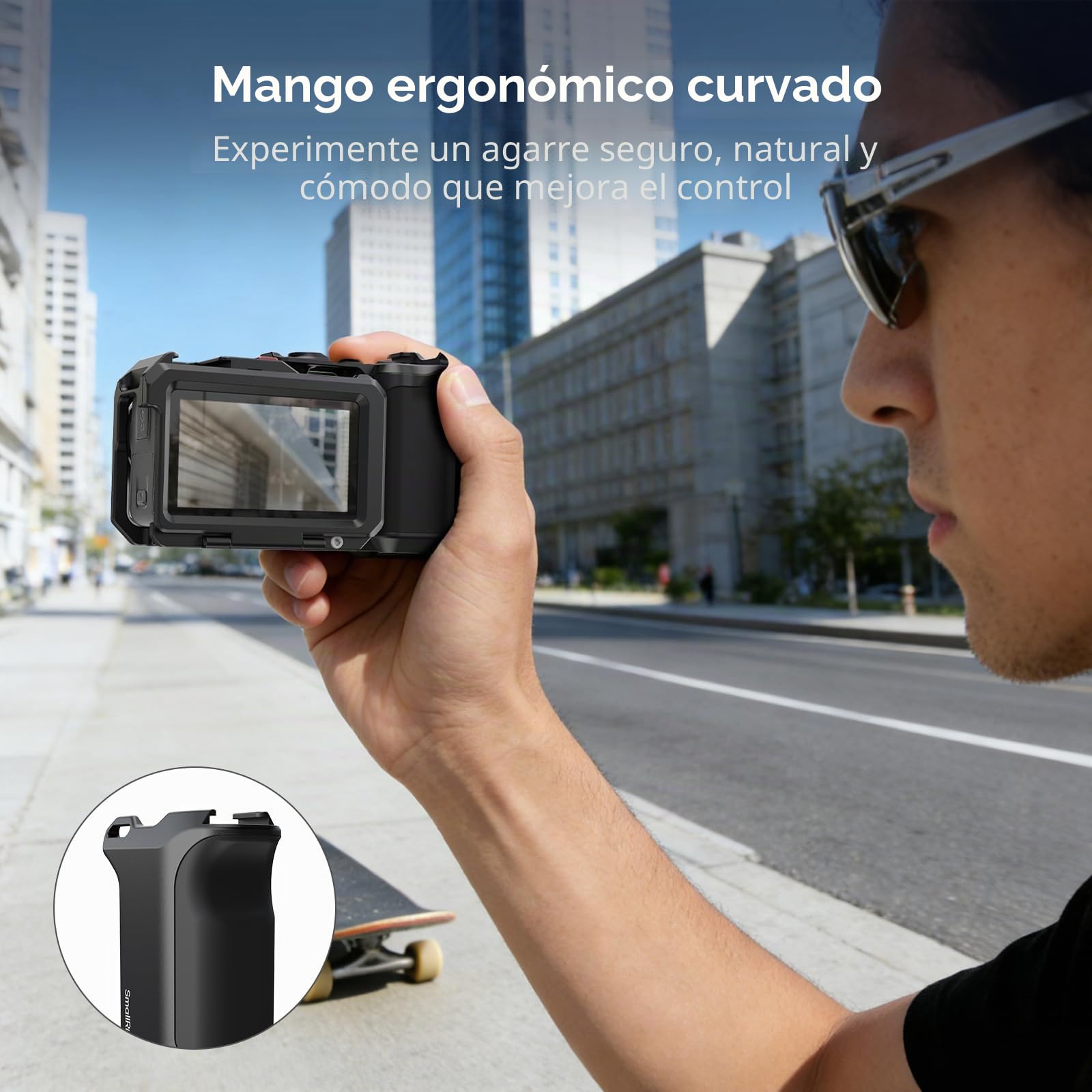 SMALLRIG Empuñadura para Fotografía Callejera para dji Osmo Action 5 pro/4/3, Liberación Rápida, Botón de Disparo, Zapata Fría, Correa de Muñeca, Roscas 1/4", para Jaulas dji y SmallRig - 5826