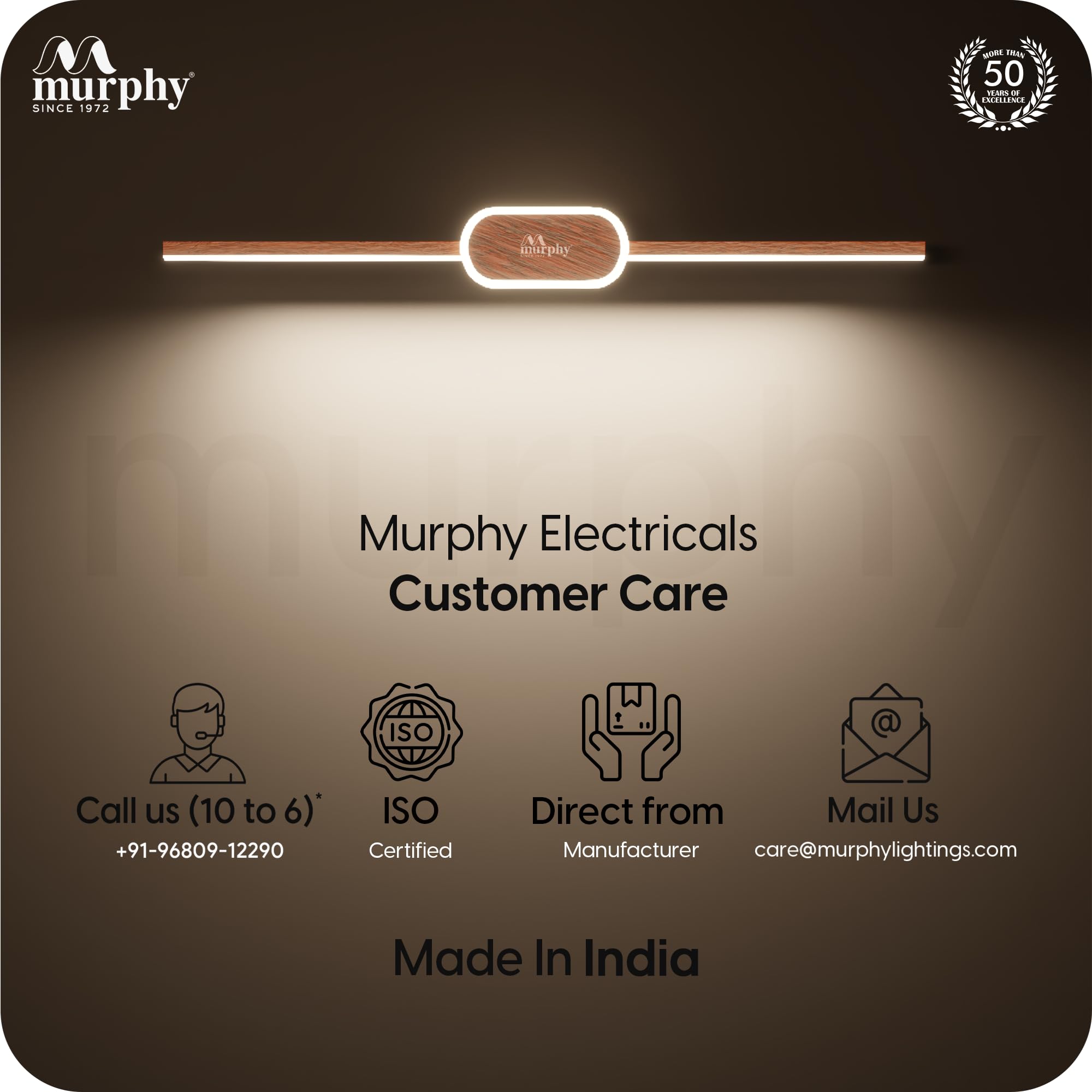 Murphy 16W+2W LED Mirror Light | 3 Color Changing (White/Warm/Natural) | Wooden Finish, Modern Over Mirror Bathroom/Dressing Table Light | Pack of 1 | 2-Year Warranty 4