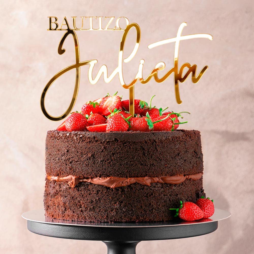 KUKO - Cake Topper Personalizable | en Acrílico o Madera | para Cumples, Bautizos, Despedidas, Comuniones o Aniversarios | en Distintos Diseños para Adultos o Niños | Decoración para Cumpleaños