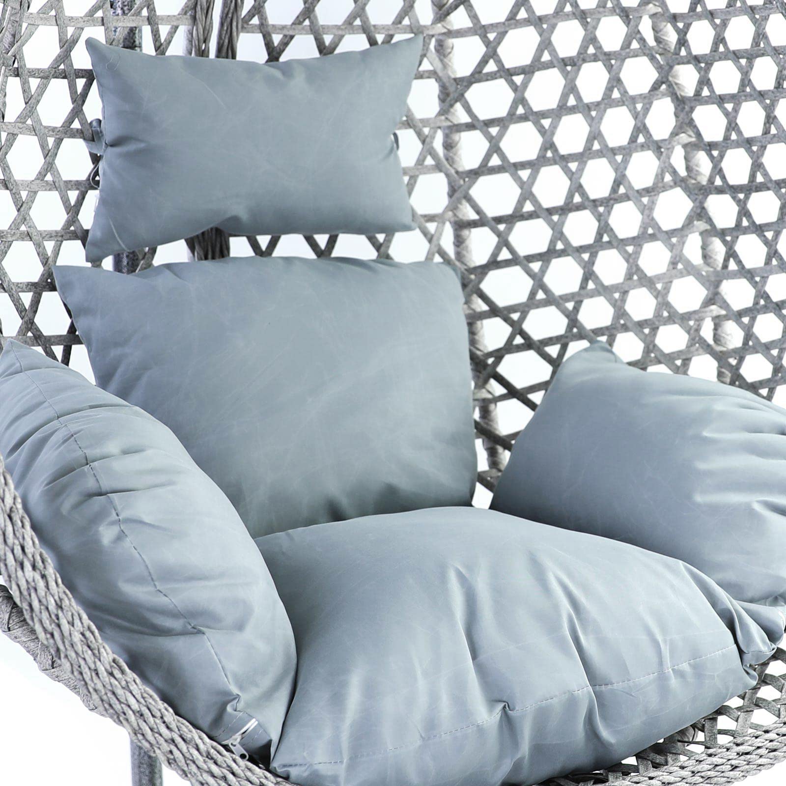 Luxus Hängesessel Style XXL Korb Gestell Grau mit Relaxkissen Hell Grau