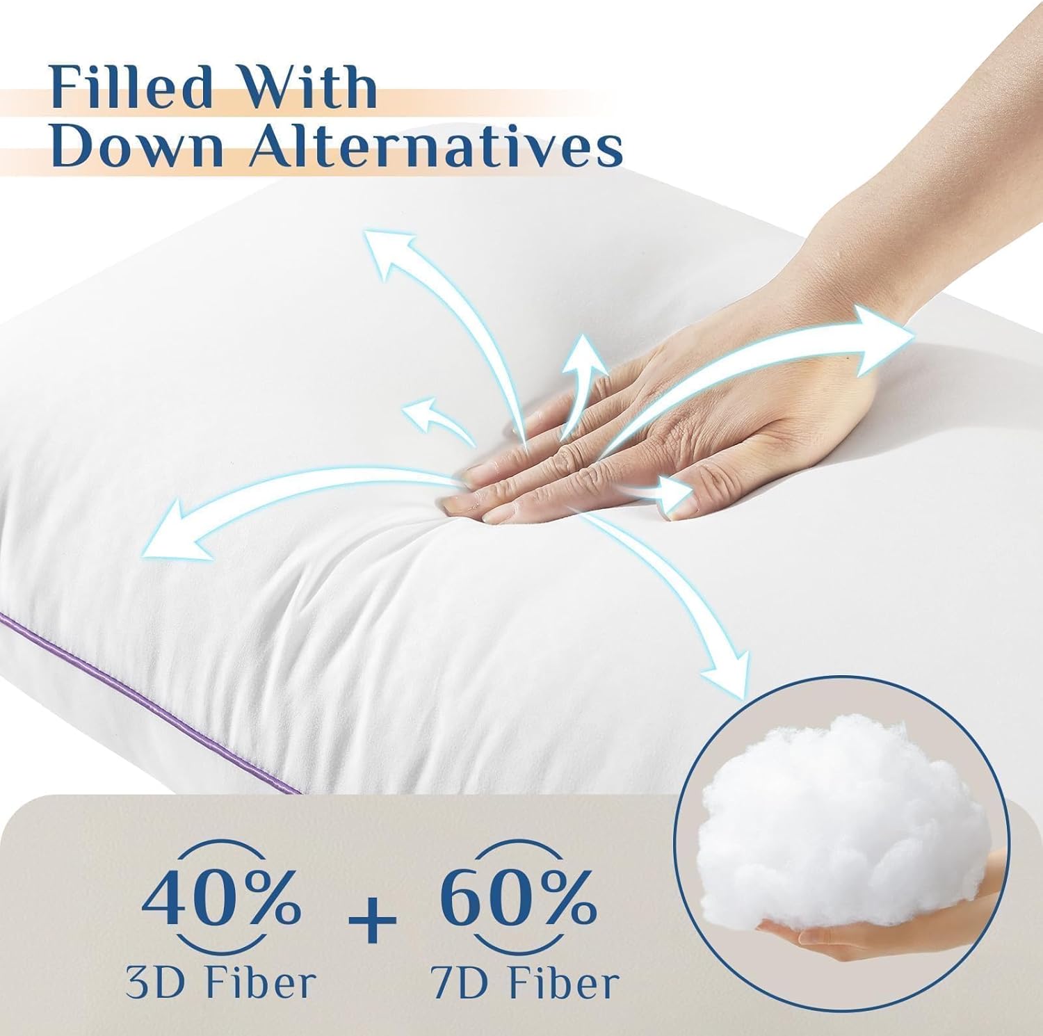 JOLLYVOGUE Pillows King Size Set of 2, Washable Supportive Bed Pillows with Super Soft Down Alternative Fill, Luxury Fluffy Hotel Quality for Side, Back, and Stomach Sleepers - Image 3