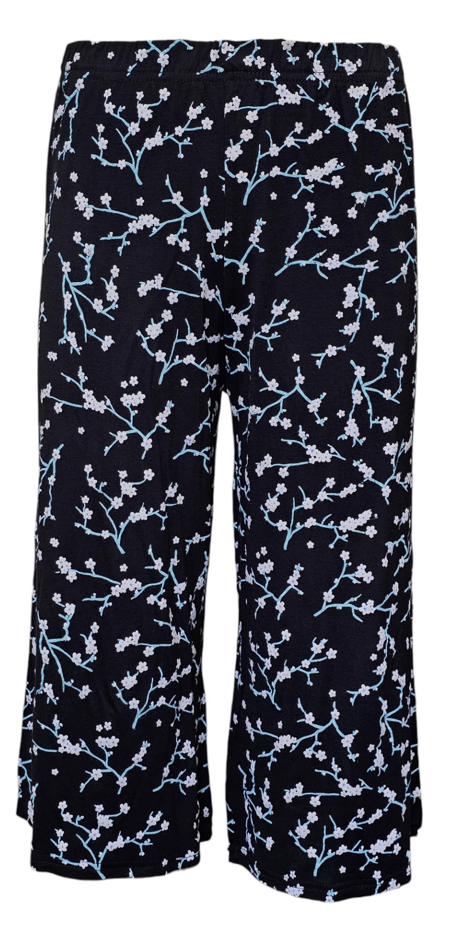 Sxme Might Say Women's Black Floral Floral Wide Leg 3/4 Culottes Palazzo Trousers Flared Pants (Xxxl (24-26), )