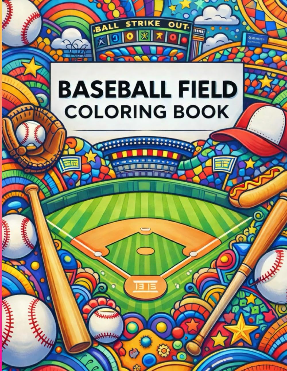 Homerun with Colors: A Baseball Field Coloring Book: 30 Inspirational Quotes and One-sided Illustrations (Sports Coloring Books)