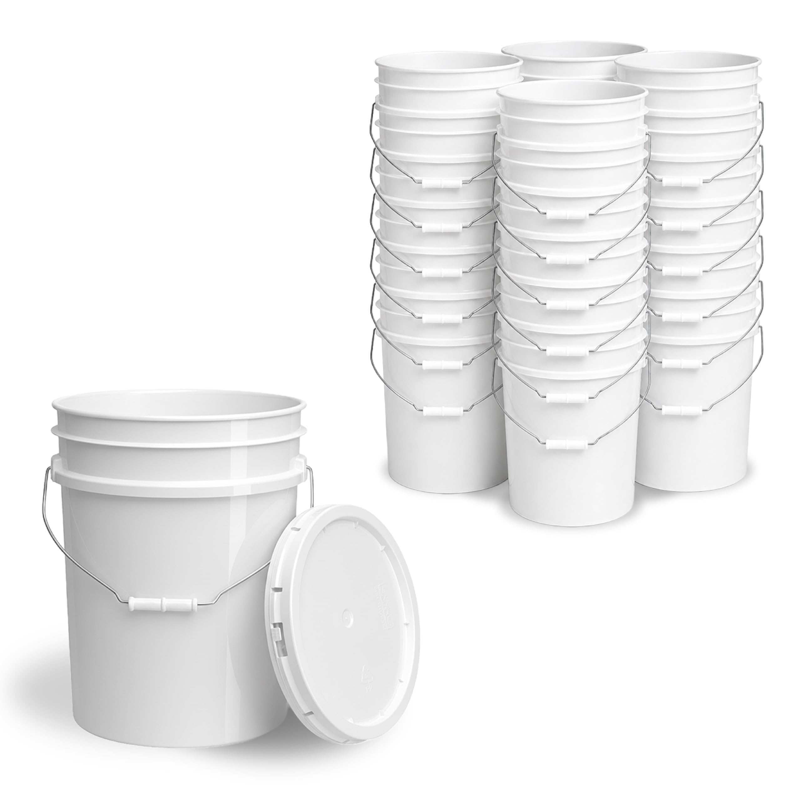 ePackageSupply 5 Gallon Bucket - Food Grade w/Lid BPA-Free,24 Pack - White
