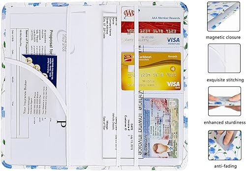 Miniatura 16 de Tarjetero de registro y seguro de automóvil, soporte para documentos de automóvil, soporte de seguro y registro con cierre magnético, organizador