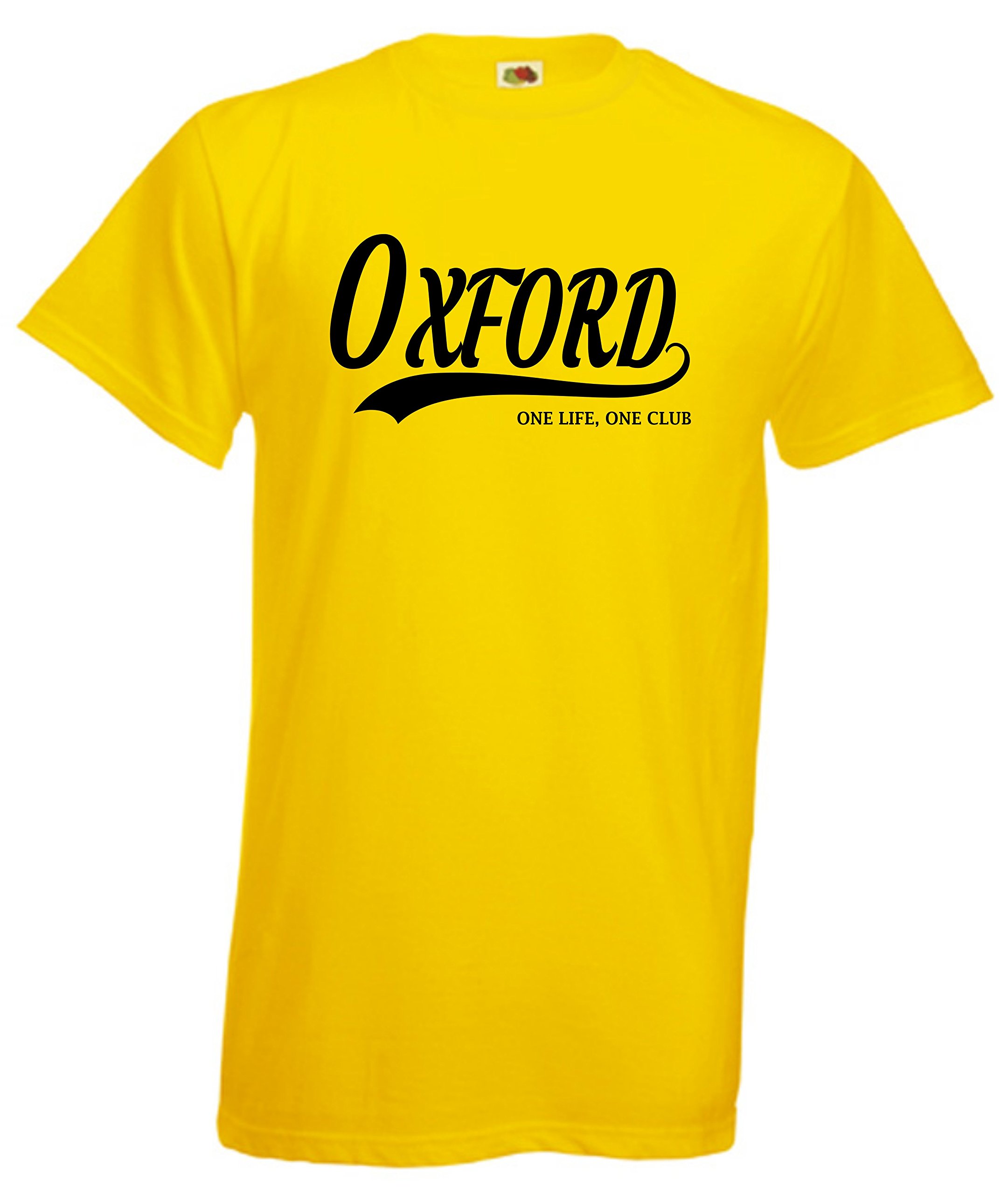 All About The Print Oxford Football Gift - one Life one Club Idea T-Shirt FC Present F62 (Adult XL, Yellow)