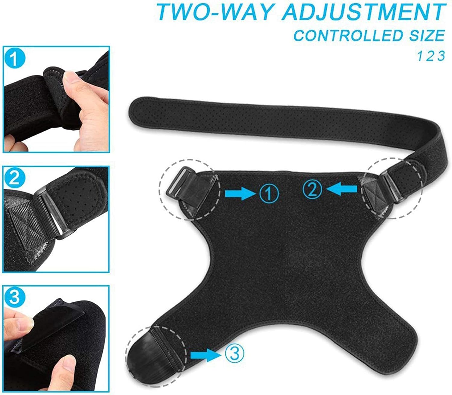 Heated Shoulder Wrap Brace, Adjustable Shoulder Heating Pads with Extension Belt for Hot and Cold Therapy for Rotator Cuff, Frozen Shoulder, Shoulder Dislocation or Muscles Pain Relief (Black)