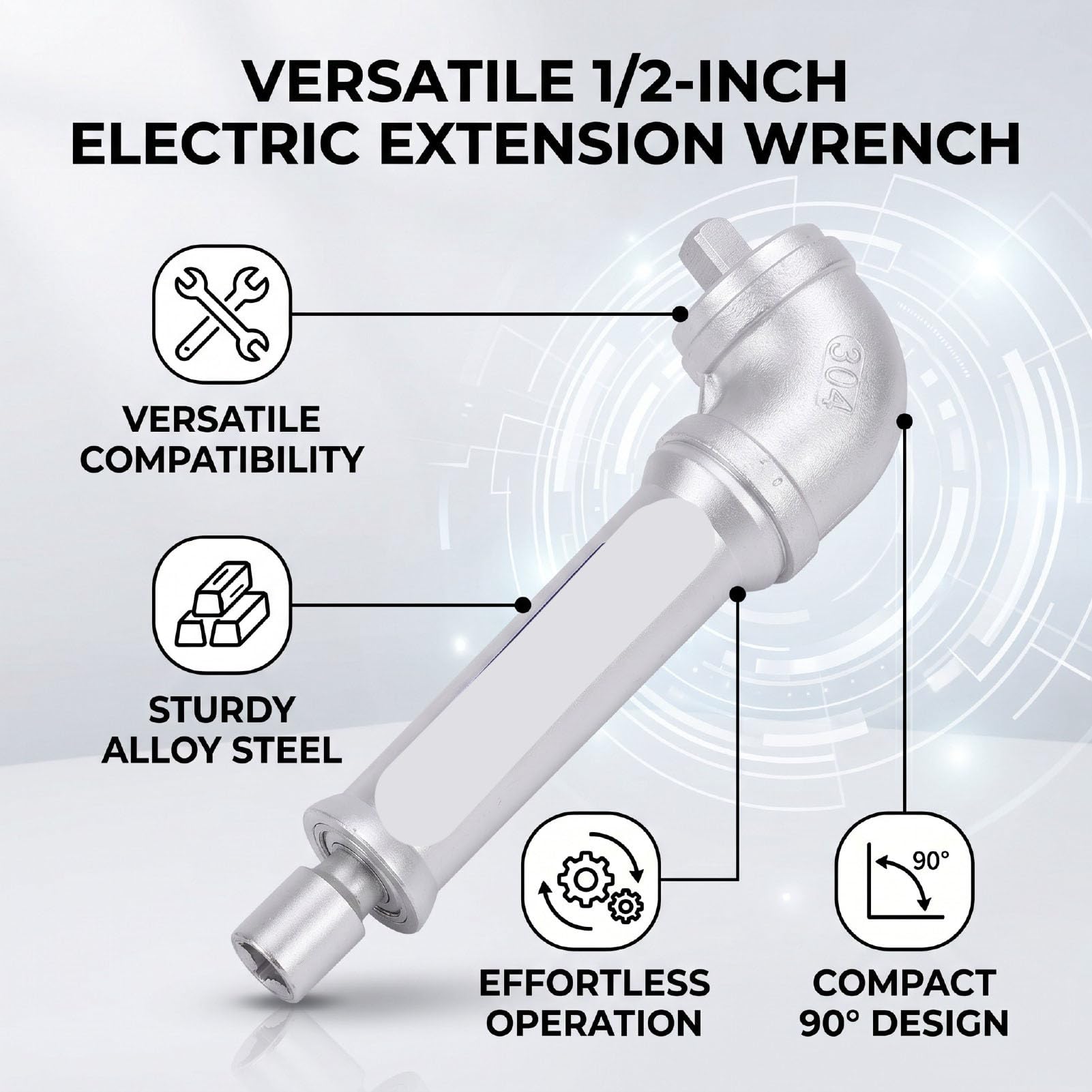 PUSOKEI Extensor de Llave de Impacto de Ángulo Recto de 1/2 Pulgada