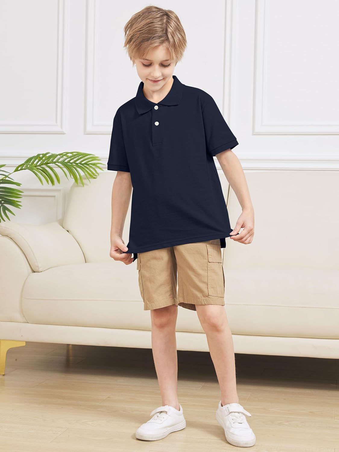 OHD 3 Pack School Uniform for Boys Polo Shirt Cotton Uniform Shirts for Boys Kids School Clothes 3-14 Years