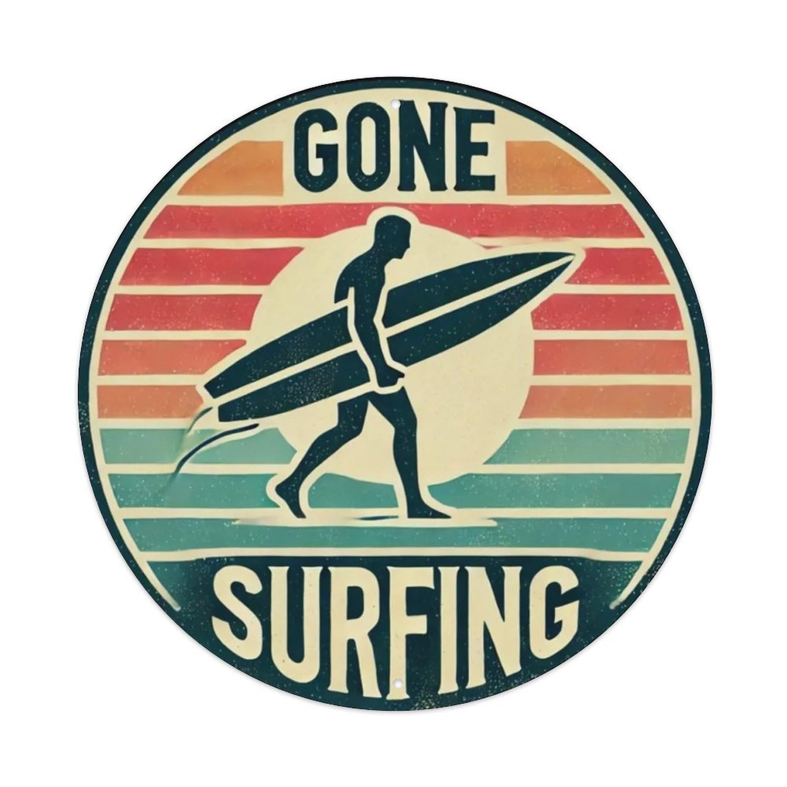 Gentinap Vintage Gone Surfing Tin Sign Metal Sign Home Bar Garden Wall Decor Metal Poster 8X8 Inch