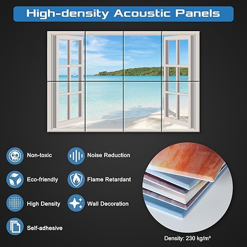 Miniatura 105 de Paquete de 8 paneles acústicos artísticos de espuma a prueba de sonido para paredes, paneles decorativos absorbentes de sonido de 48 x 32 pulgadas