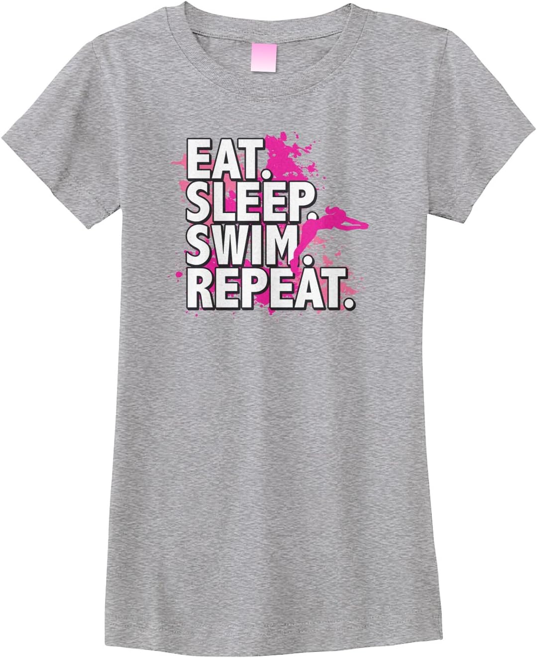 Threadrock Big Girls' Eat Sleep Swim Repeat Fitted T-Shirt