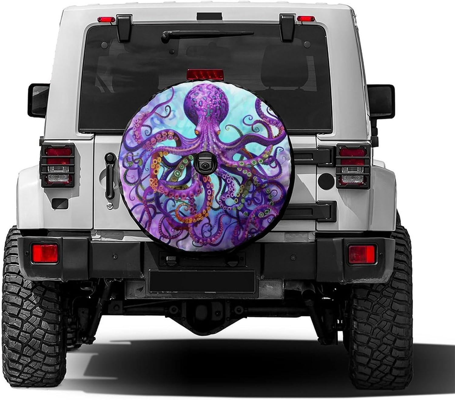 Funny Octopus Spare Tire Cover with Backup Camera Hole Wheel Tire Cover Fit Trailer, RV, SUV and Many Vehicle 17inch