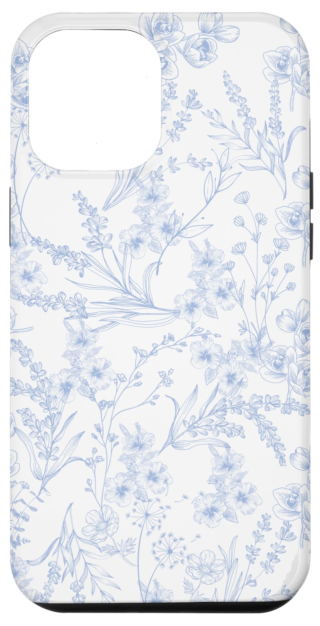 iPhone 12 Pro Max Cute Flowers Botanical Blue & White Toile French Pattern Case