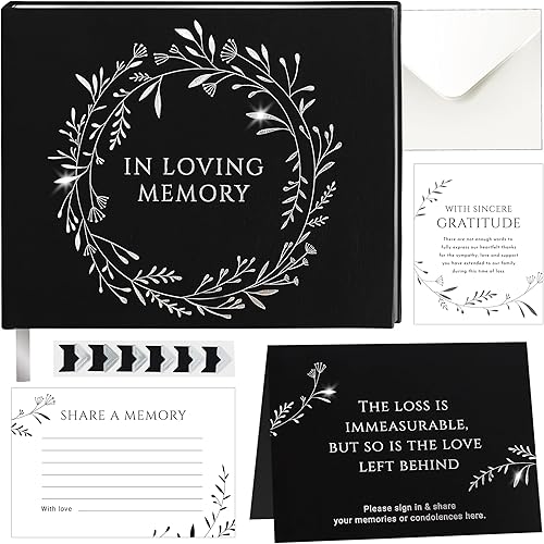 Libro de invitados funerario, juego de libro de invitados de Celebración de la Vida, libro de visitas, libro de recuerdos, libro de visitas para