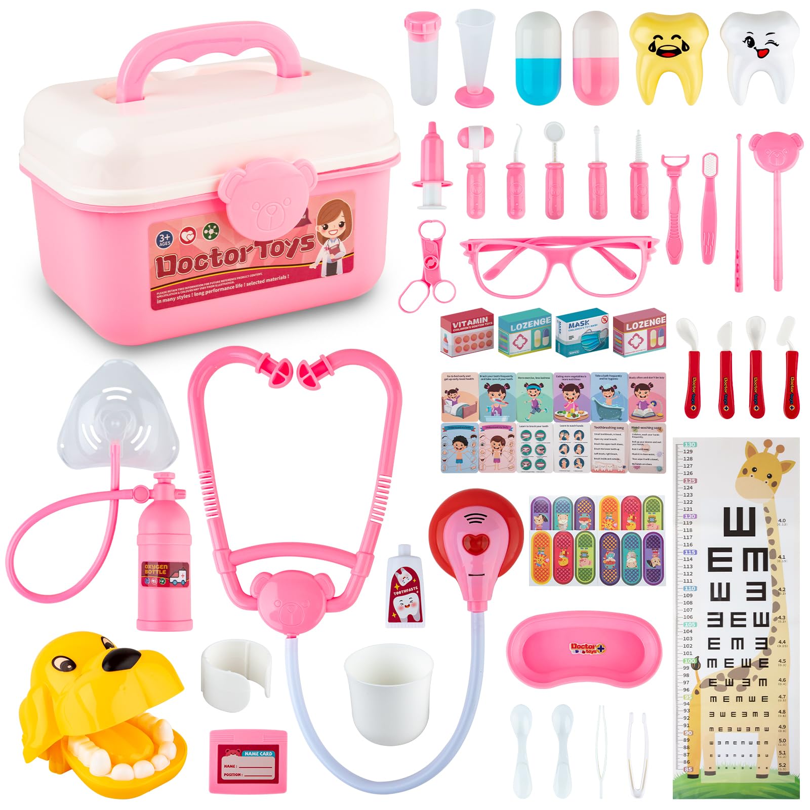 Lehoo Castle Maletin Medicos Juguete, Juego de Dentista, Doctora Juguetes, Kit Medico Infantil, Juguetes Niños 3 Años(Rosa Lehoo Castle Maletin Medicos Juguete, Juego de Dentista, Doctora Juguetes, Kit Medico Infantil, Juguetes Niños 3 Años(Rosa