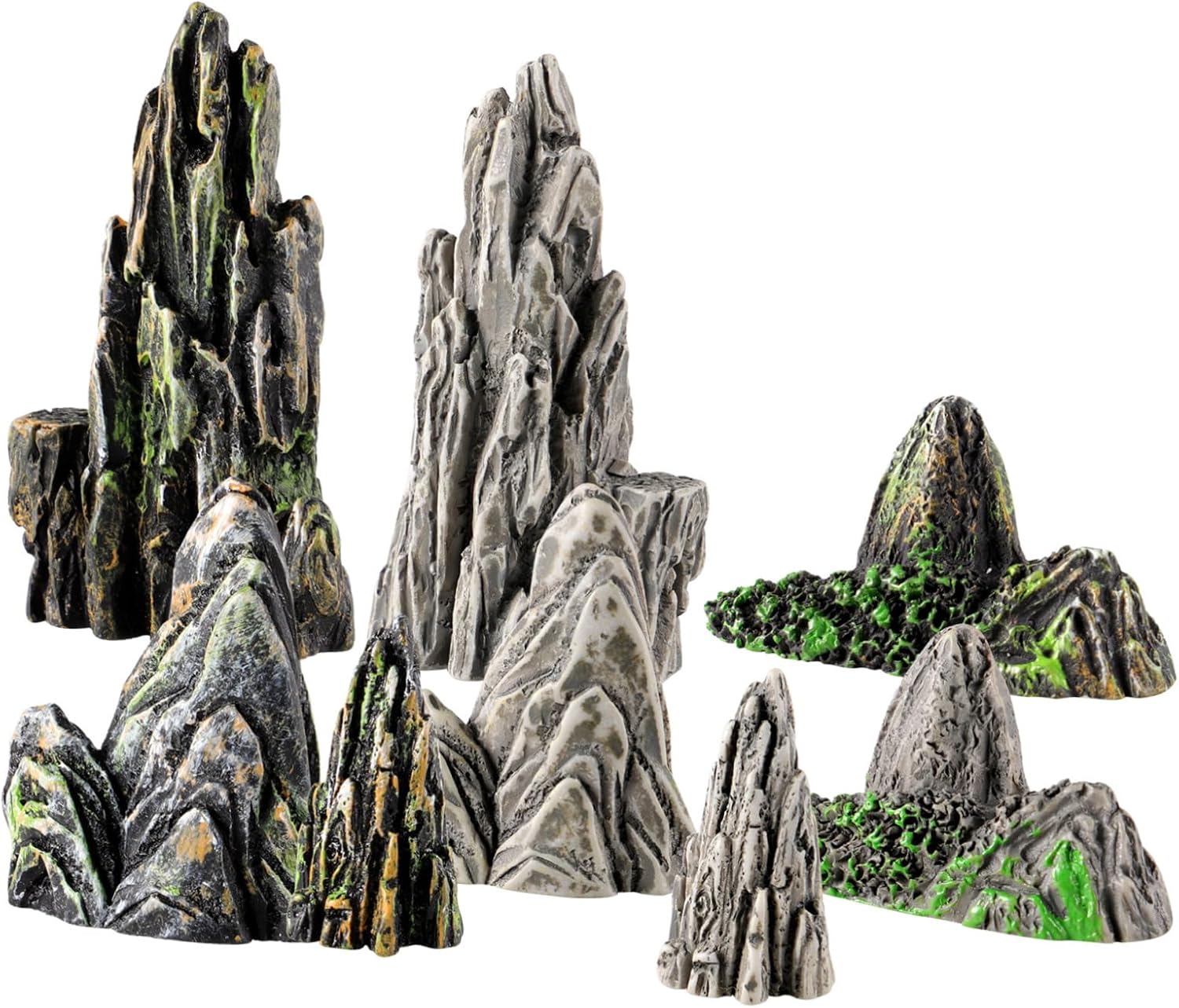 Levemolo 8pcs Resin Miniature Mountain Models for Xmas Outdoor Rock Decor