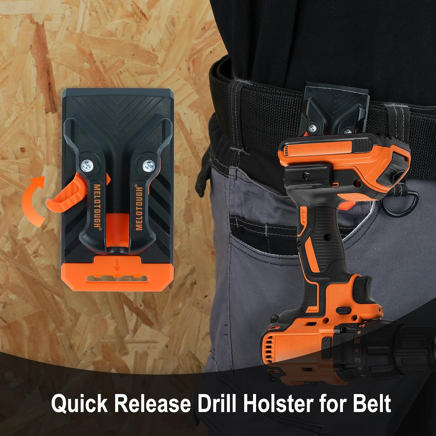 MELOTOGH 3 Pack Quick Release Belt Clip for Pouch,Drill Holster,Easily Attach to Any Belt,Clip on Tool Pouch,Tote Bag,Attached to Wall Organizer