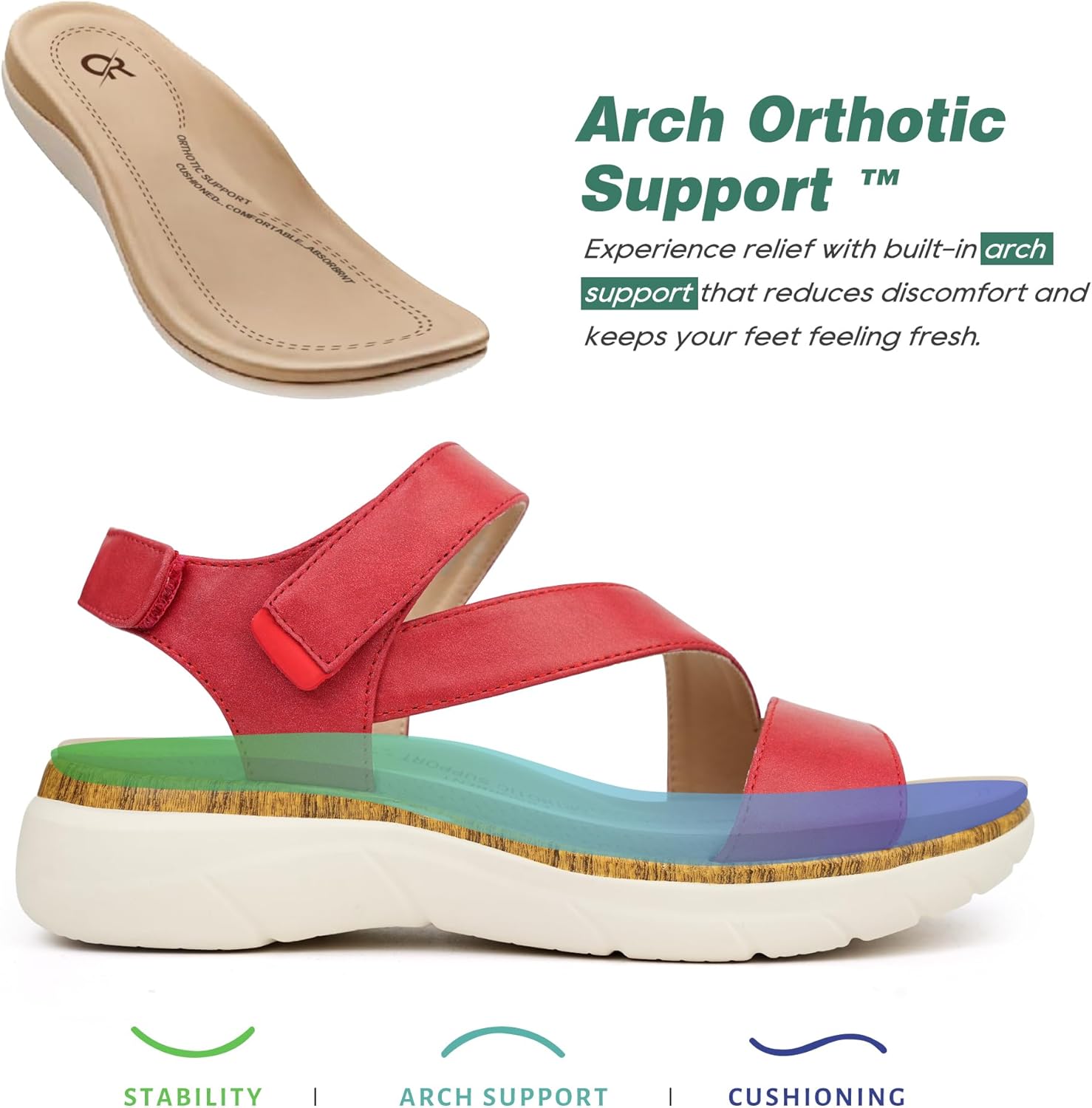ORTOREX Women Arch Support Sandals Orthotic Comfortable Walking Sandals - Image 4