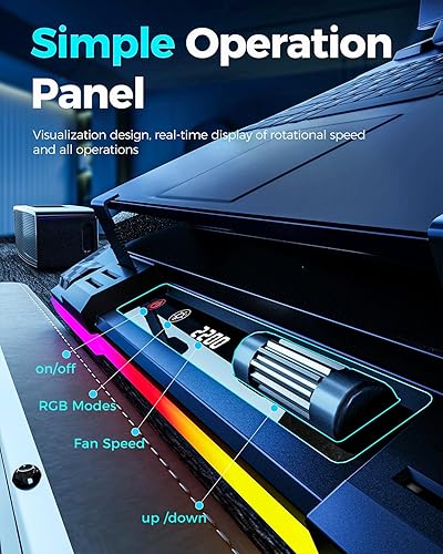 Miniatura 5 de KeiBn Almohadilla de enfriamiento para laptop para juegos, enfriador de laptop con ventilador de enfriamiento de 5.5 pulgadas, ventilador de