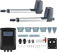 CO-Z ADSW4 Dual Swing Gate Opener Kit for 1300lb 20ft Gates - Automatic Driveway Opener with Remotes, Infrared Sensors, Solar Compatible