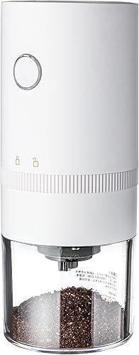 Molinillo de café eléctrico con rebabas cónicas de acero inoxidable, portátil, molinillo de café compacto con ajustes ajustables precisos (blanco)
