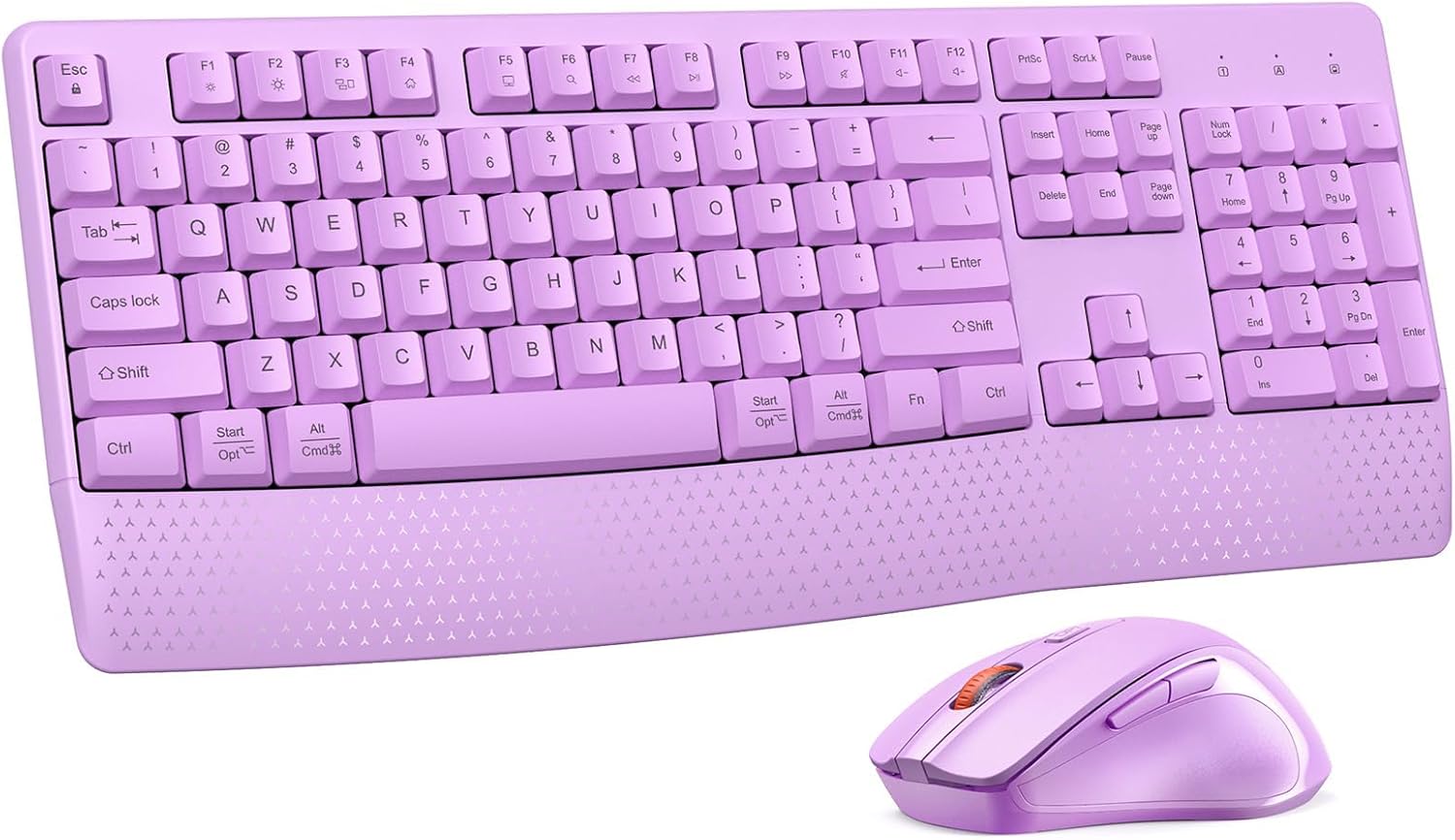 Doci Wireless Keyboard and Mouse, Full-Sized Cordless Computer Keyboard with Wrist Rest and 3 DPI Adjustable Mouse, 2.4G Wireless for PC/Computer/Laptop/Windows/Mac, Purple