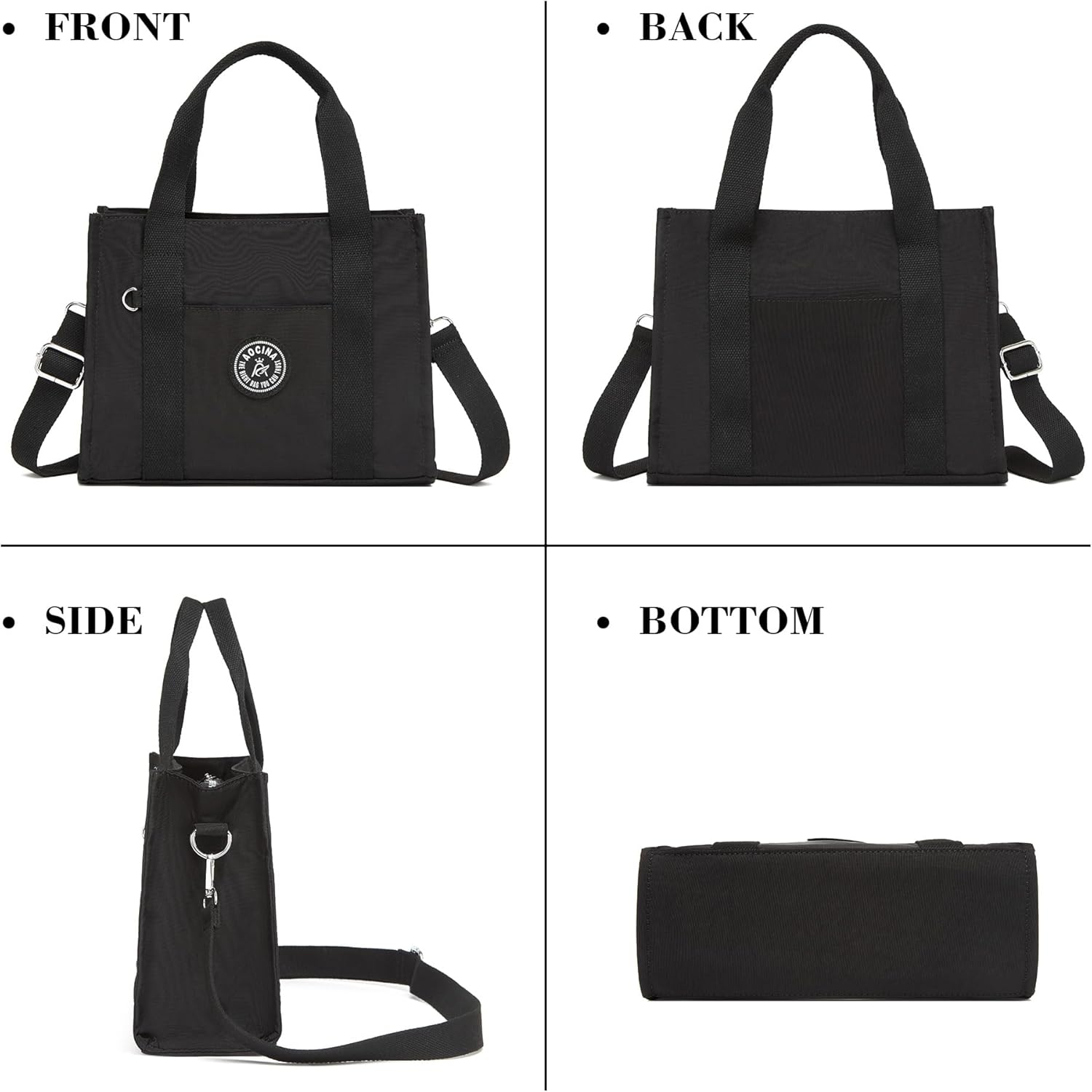 AOCINA Small Tote Bag With Zipper Mini Nylon Crossbody Bags for Women Work Everyday Multi Pocket Lightweight Satchel Purse - Image 7