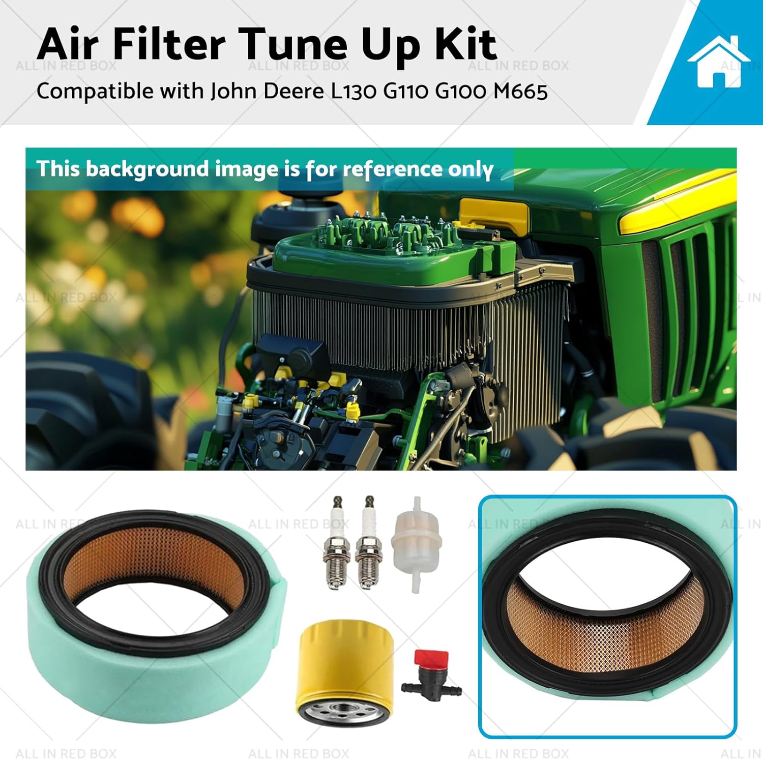 Air Filter Tune Up Kit Compatible with John Deere L130 G110 G100 Kohler CH18-CH25 Replace Reference Number Fits 2408303S1 GY20576