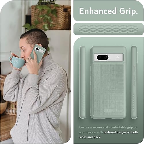 Vista 69 de TUDIA MergeGrip - Funda para Google Pixel 7a 2023, [probada en caídas de grado militar] borde elevado para protección de pantalla y cámara, doble