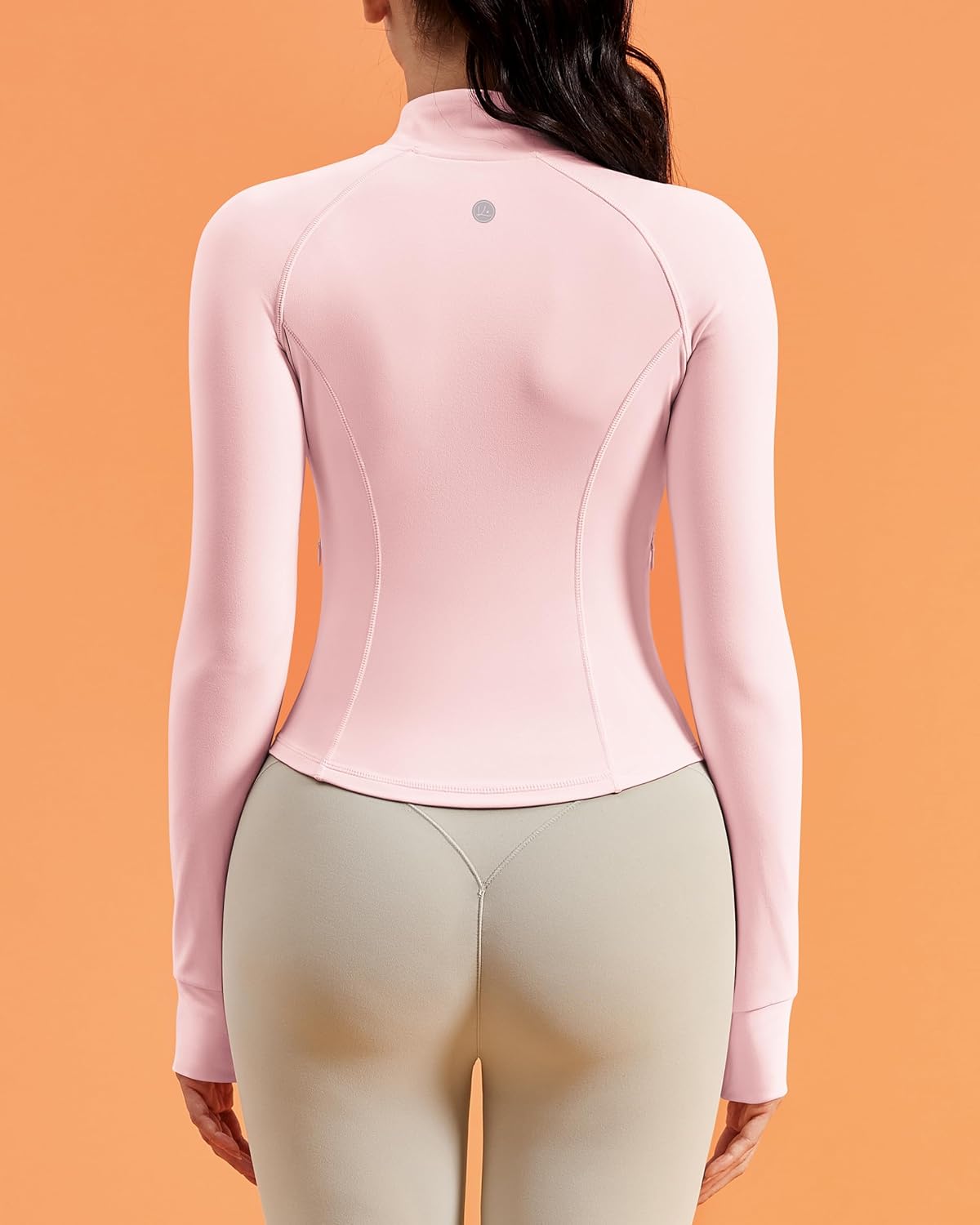 BareLuxe Workout Running Jackets with Pockets for Women, Full Zip Athletic Cropped Gym Jacket with Thumbholes - Image 2