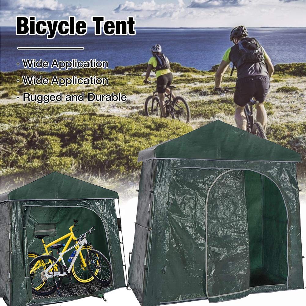 Heavy Duty Bike Tent 200x100x190cm Wodoodporny PE Outdoor Bike Storage Shed z ramą z włókna szklanego Przenośna oszczędność miejsca Ochrona przed sprzętem motocyklowym Łatwy montaż Ogrodowy Schronisko