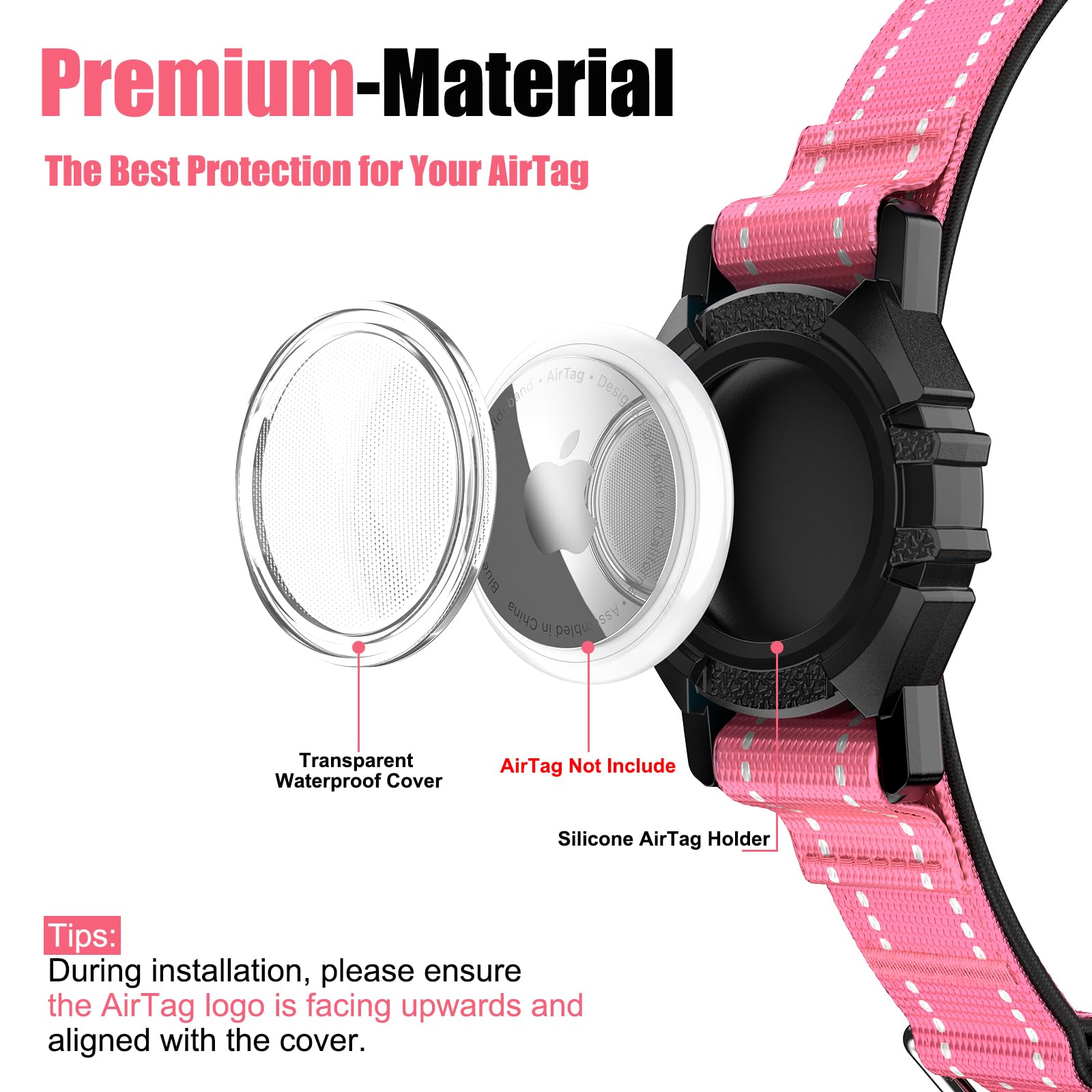 AirTag - Collar reflectante para perro con soporte para Airtag, impermeable IP68, collar de perro integrado con AirTag, ultra duradero, acolchado cómodo, collares de rastreador GPS para perros