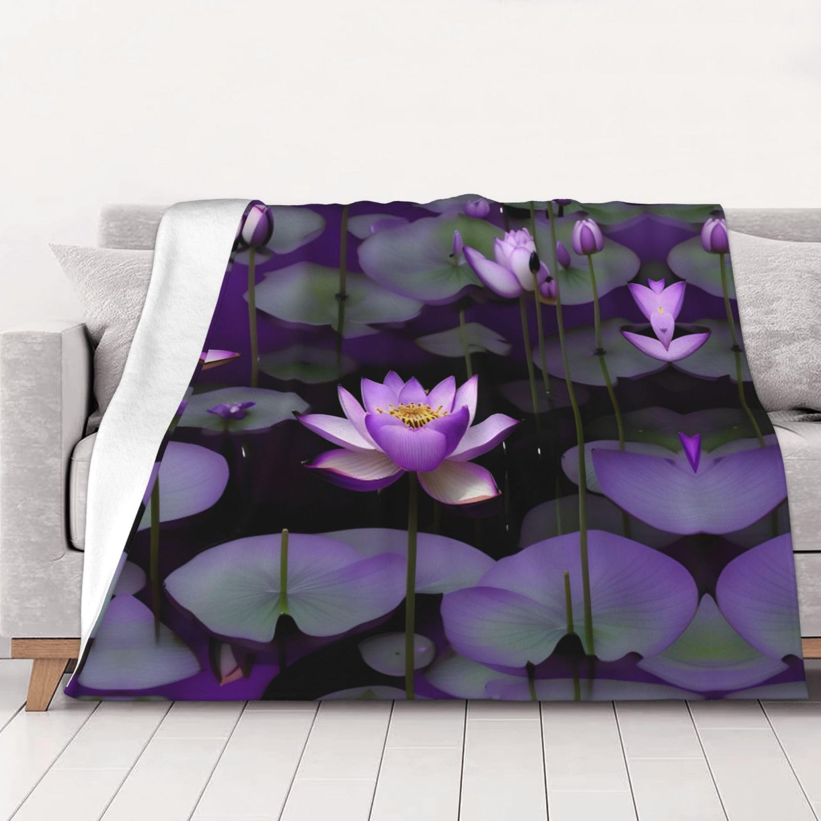 Plaid de lit fleur de lotus pour des soirées cocooning au salon