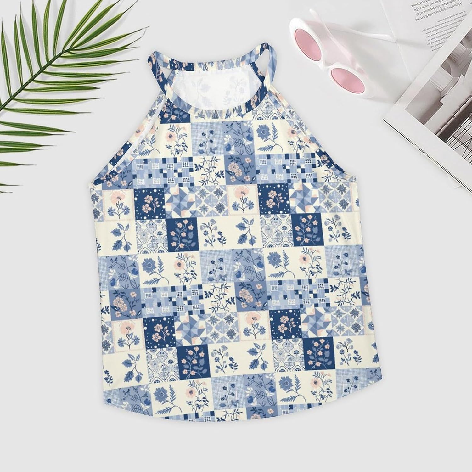 Tank Tops for Women 2025 Floral Print Casual Summer Fashion Boho Sexy Crewneck Pullover Cropped Sleeveless Tshirts - Image 3