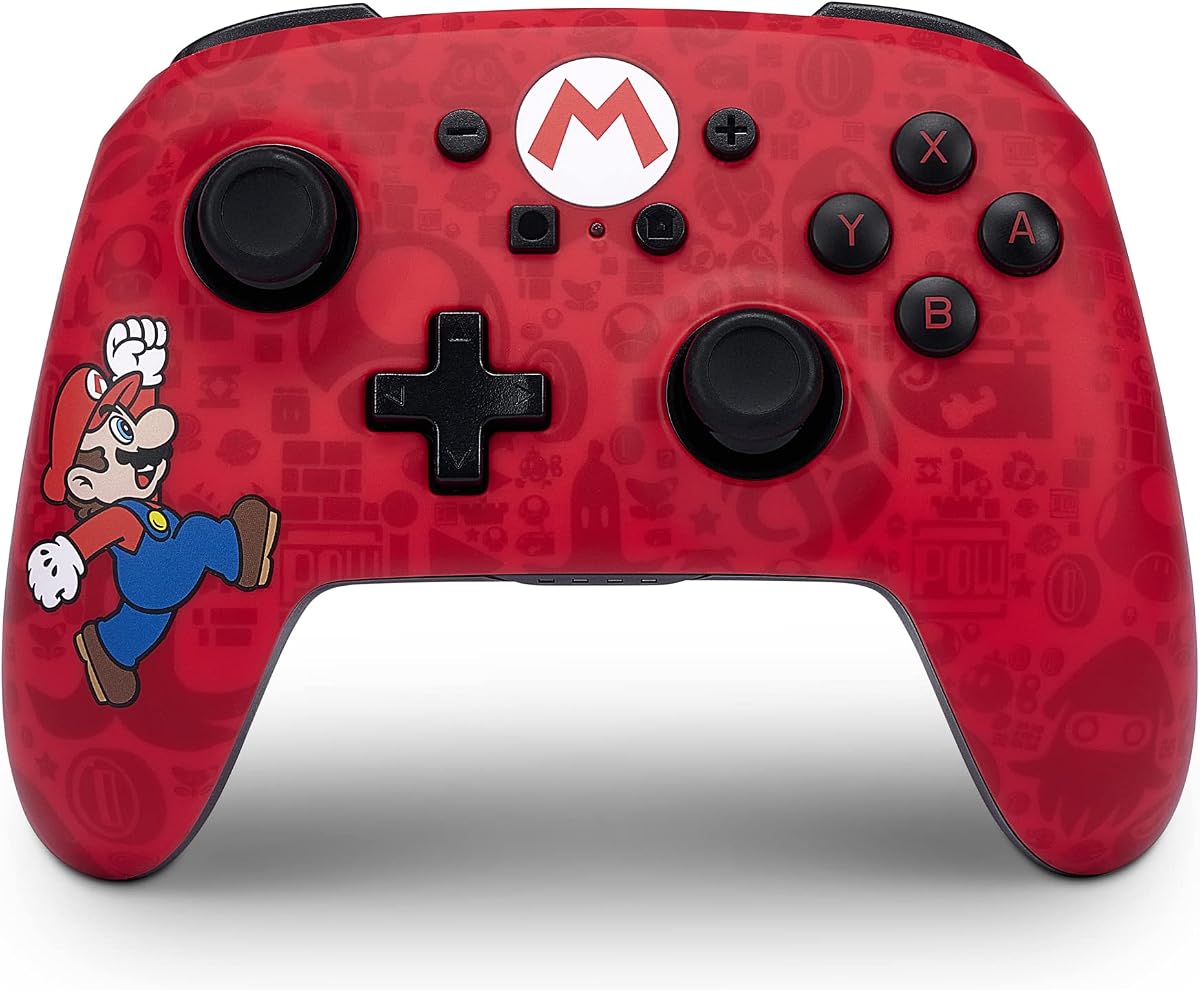Controlador inalámbrico mejorado PowerA para Nintendo Switch - Here We Go Mario, Nintendo Switch - Modelo OLED, Nintendo Switch Lite, Gamepad, controlador de juego, controlador Bluetooth (exclusivo de Amazon)