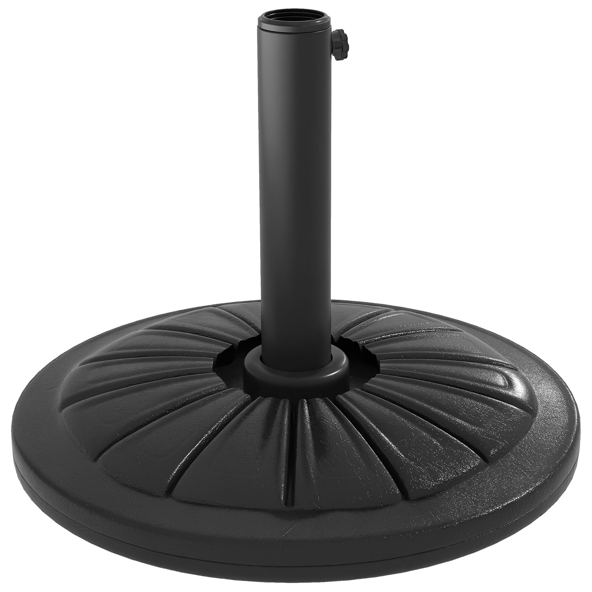 Outsunny 13 kg Concrete Round Patio Umbrella Base Stand, Heavy Duty HDPE Umbrella Holder with Steel Pole, Parasol Stand for Patio, Outdoor, Garden, Black