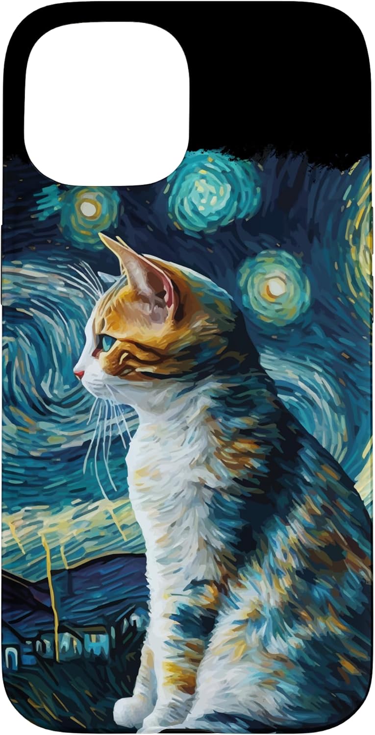 Cute Van Gogh Starry Night Cat Calico Cat Lover Funny Case for iPhone 12/12 Pro