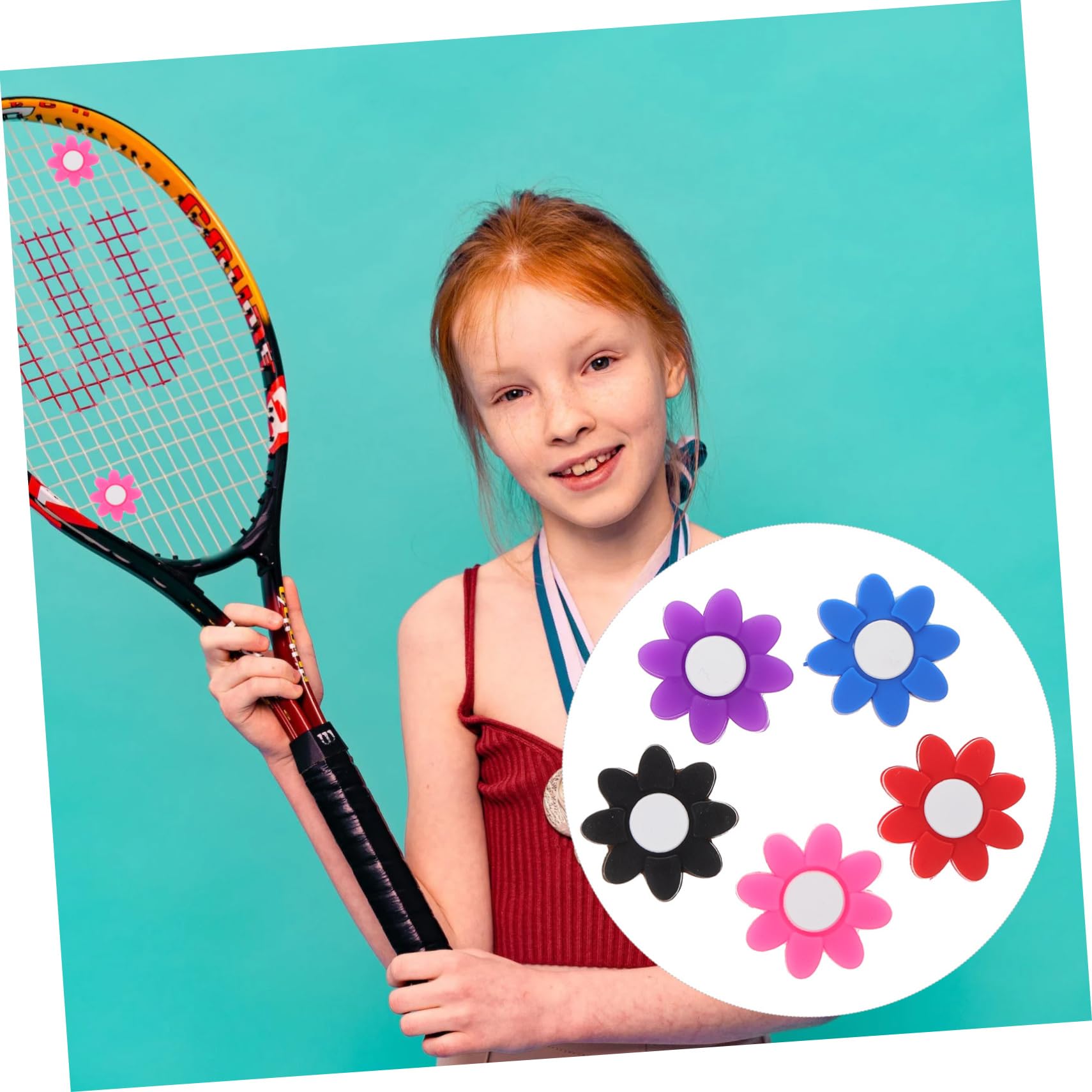 GANAZONO Tennis Racket Vibration Dampeners 5pcs Cartoon Petal Shocking Absorber Racket Supplies Tennis Dampener Random