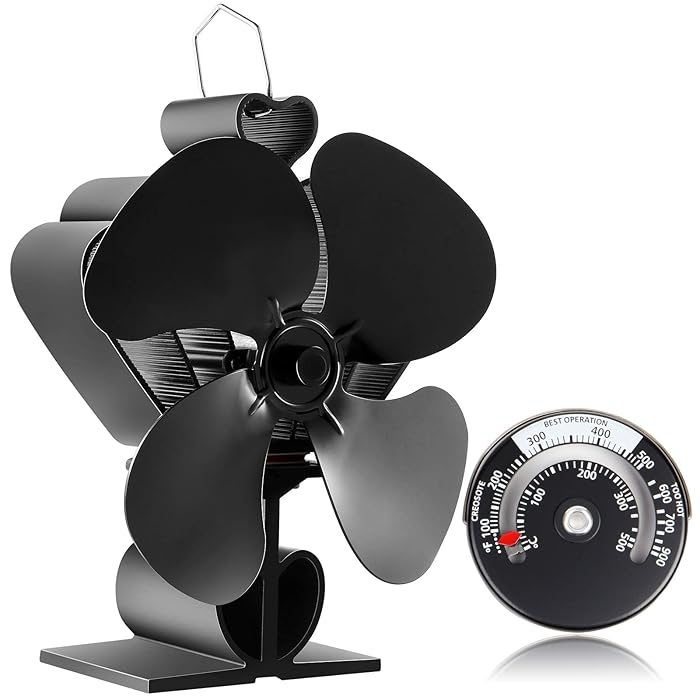 Buy Bluesea 4 Blade Fireplace Fans Heat Powered Stove Fan for Log Wood