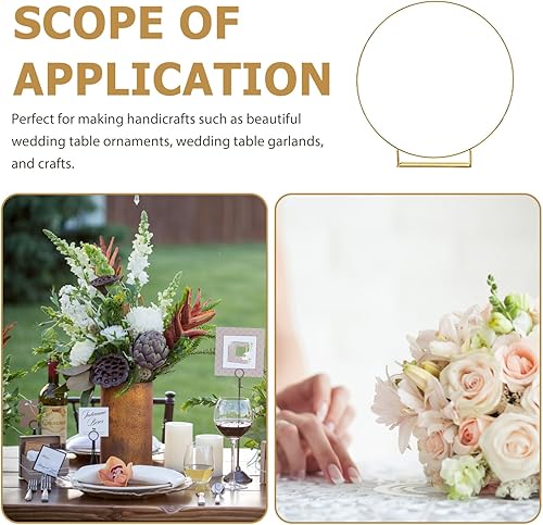 Miniatura 6 de VOSAREA Marco de centro de mesa floral para decoración de boda, elegante adorno de mesa para fiestas y eventos, corona de metal versátil para temas